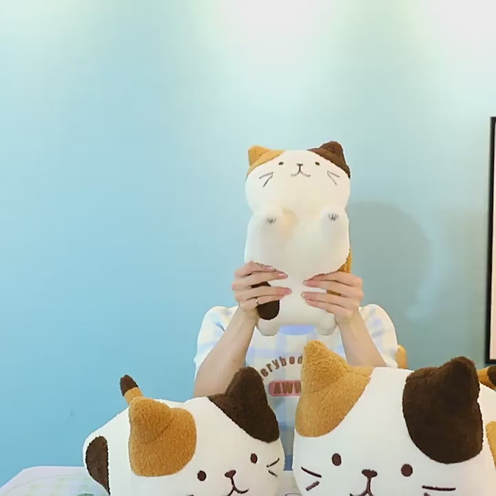 Three-color cheese cat plush toy, soft and huggable stuffed animal for playtime