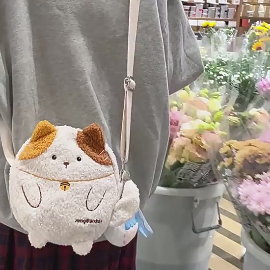 Soft fabric Japanese kitty messenger bag for daily use  Kawaii style little cat shoulder bag for casual outfits