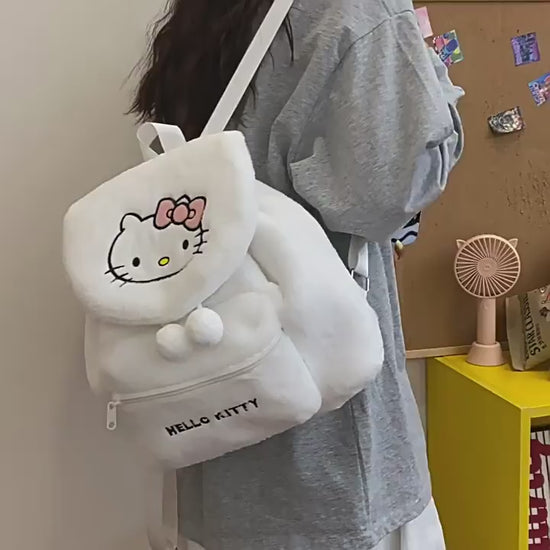 Sanrio Cute Plush Backpack – Cozy Cartoon Bucket Purse for Teens  Sanrio Soft Fuzzy Cartoon Bucket Purse – Plush Backpack for Everyday Use