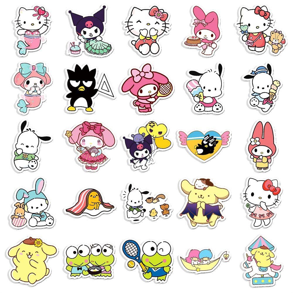 Sanrio Mix Stickers (2010) - 50pcs of Fun, Colorful Stickers for Sanrio Fans  50pcs Sanrio Mix Stickers (2010) - Stickers Featuring Sanrio Characters in Kawaii Styles  Sanrio Mix Sticker Set 50pcs (2010) - Cute and Fun Stickers for Kids and Collectors