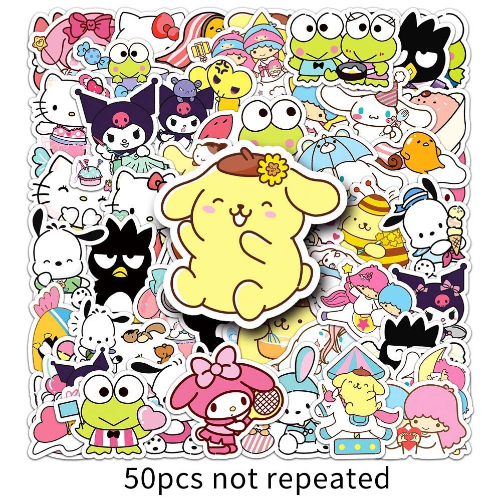 Sanrio Mix Stickers 50pcs (2010) - A Fun Set of Stickers Featuring Hello Kitty and Friends  50pcs Sanrio Stickers Mix (2010) - Stickers Featuring Kawaii Sanrio Characters  Sanrio Mix 50pcs Sticker Set (2010) - Fun and Colorful Stickers for Sanrio Lovers